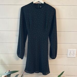 IZ Izabel London Multi Green with Pink Polka Dot Sheer Layer Mini Skater Dress